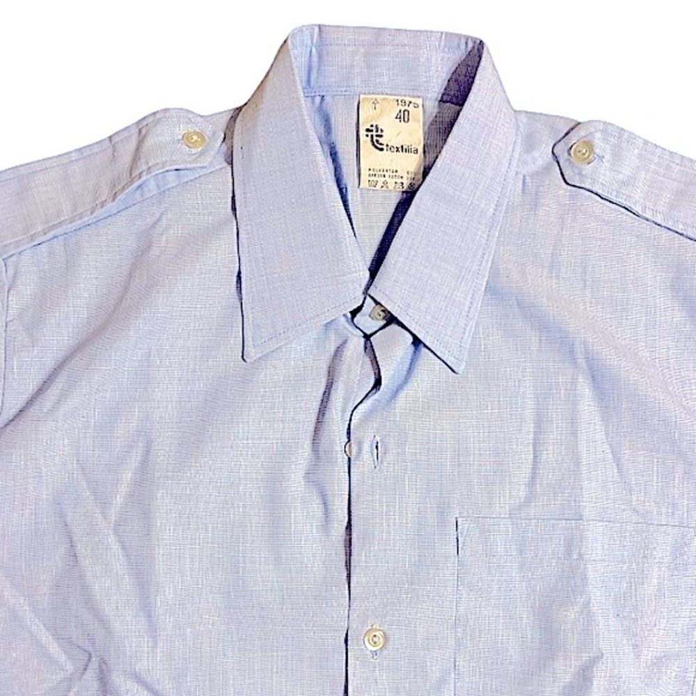 Vintage Textilia Italian pale blue dress  shirt Size 15.5 NWT